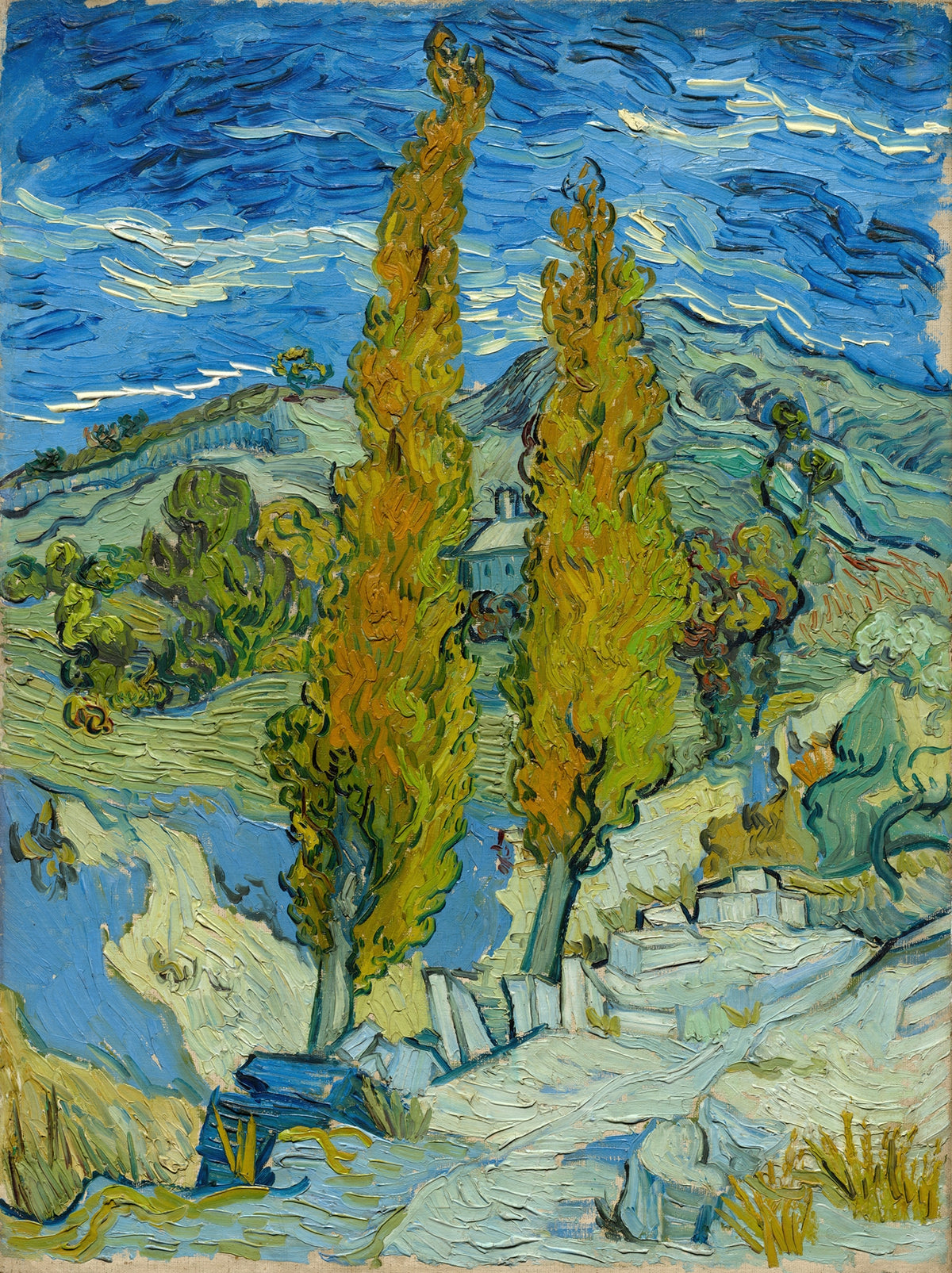 Two Poplars in the Alpilles near Saint-Rémy (1889)
