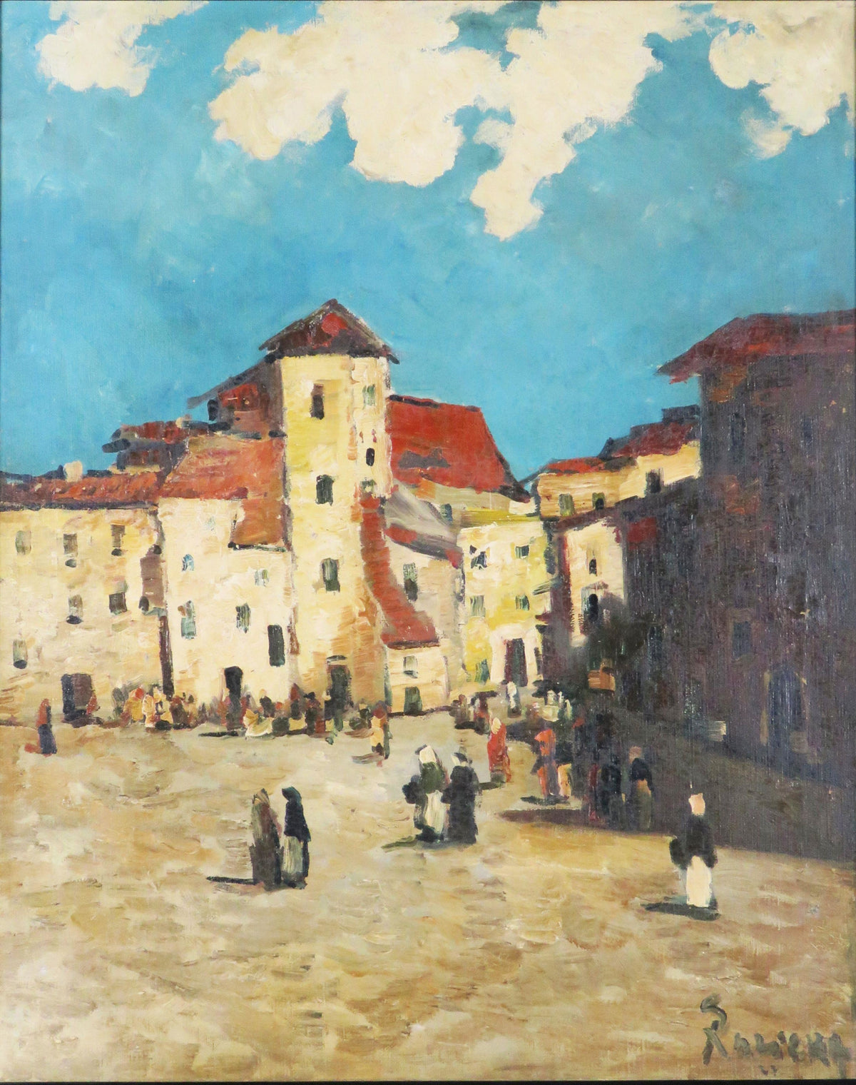 Mediterranes Stadtmotiv mit belebtem Hof
