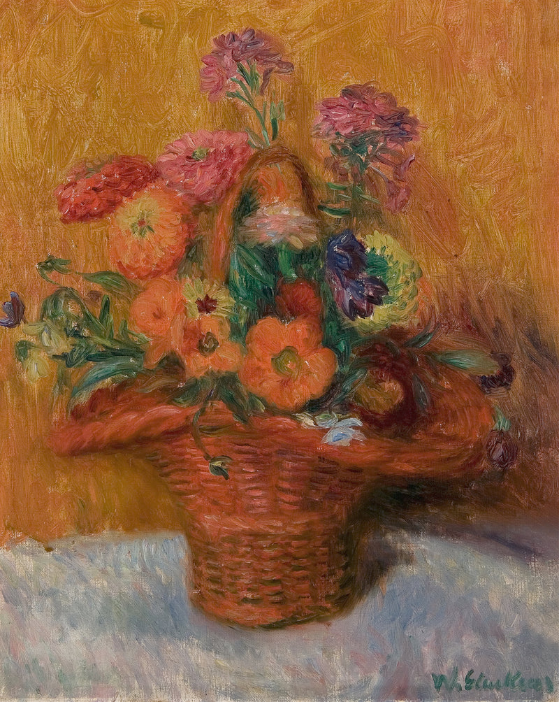 Red Basket of Zinnias (1915)