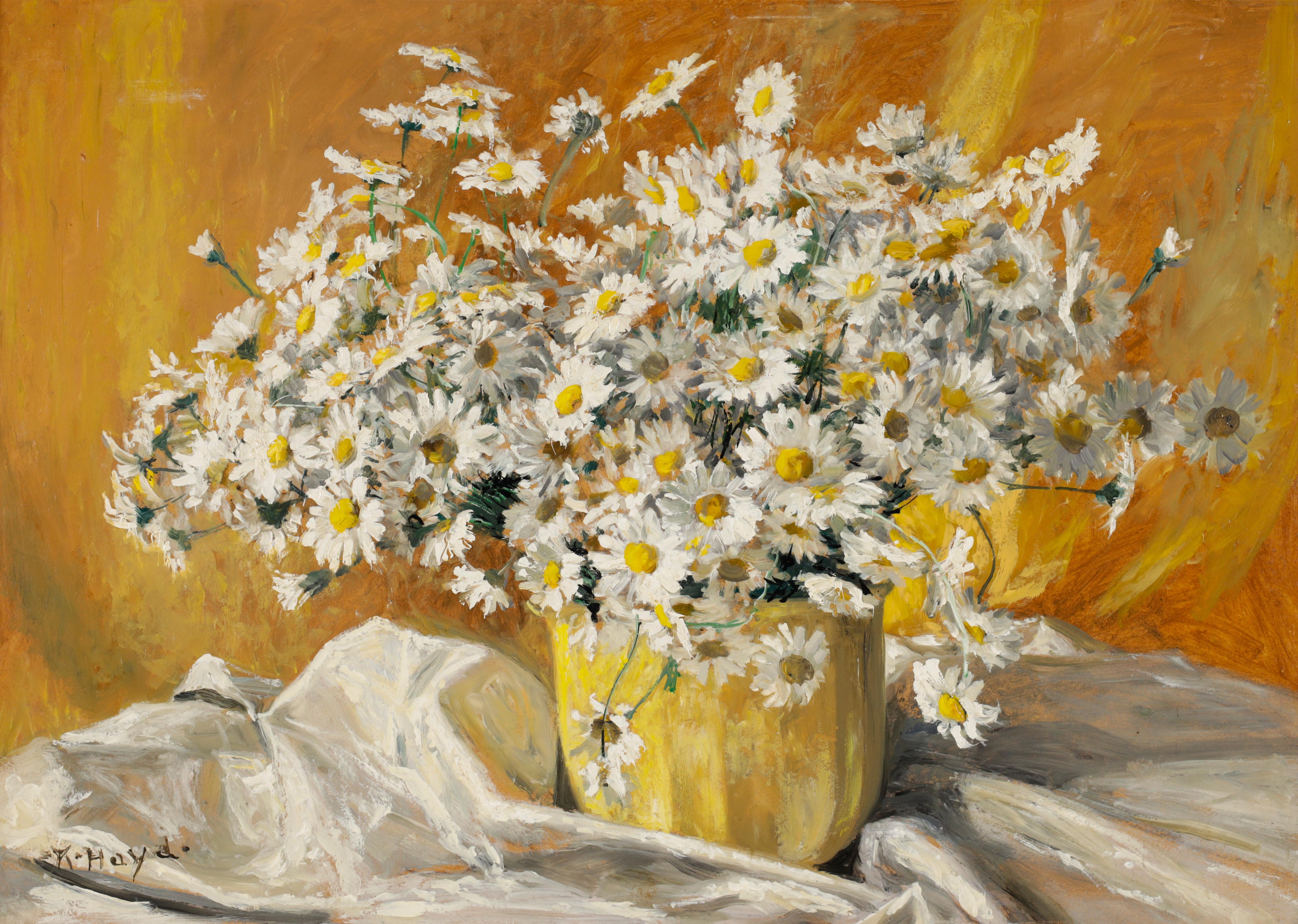 Daisies in a Yellow Pot