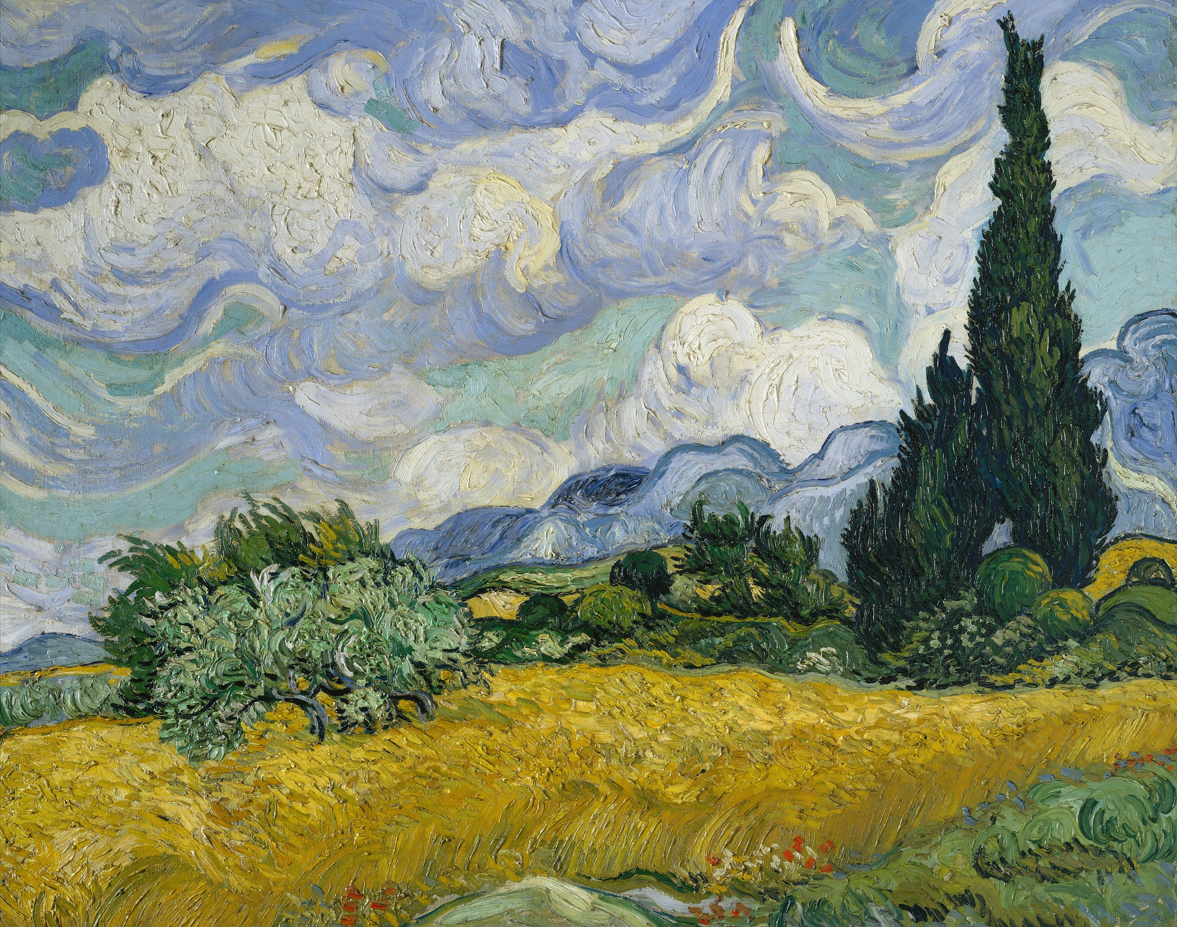 Wheat Field with Cypresses (1889)