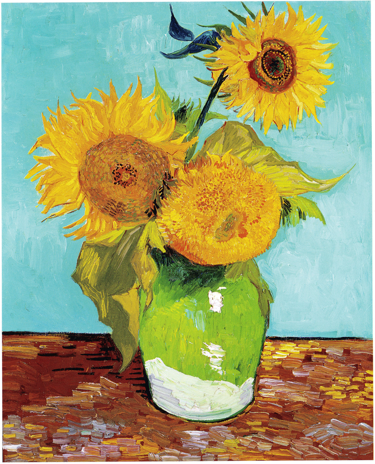 Drei Sonnenblumen in einer Vase